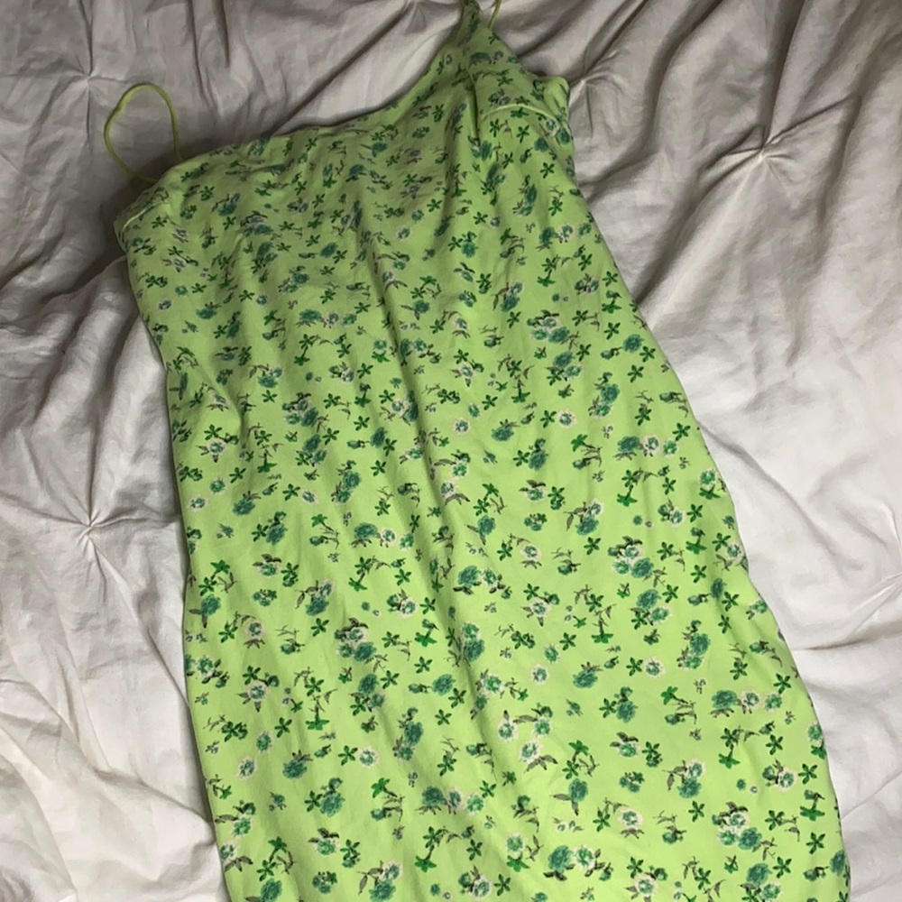 Green floral slip dress